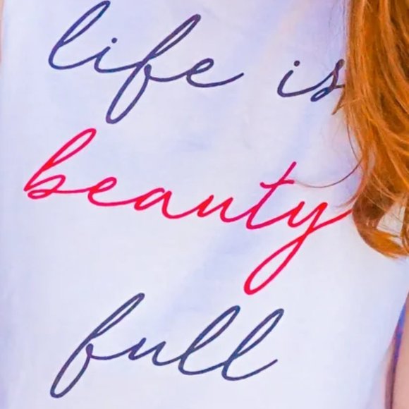 Beauty Elixir Sleeveless Shirt White Tank Graphic Tee ALL SIZES! NWT - Picture 4 of 6